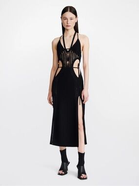 Dion Lee CROCHET TIE BUTTERFLY DRESS BLACK XS NWOT